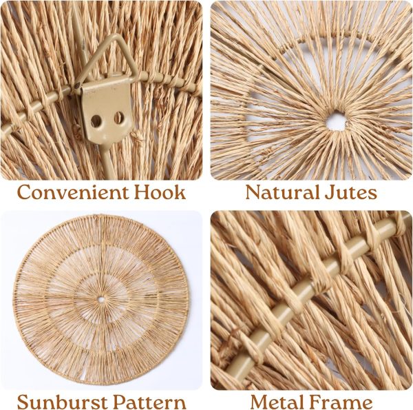 Wicker 23 Inch Jute Wall Decor Baskets, Set of 6 Extra Large Woven Jute Wall Plates, 23",21",15",13",12,10", Decorative Baskets for Wall Arts, Wall Hanging for Bedroom, Living Room, Office - Image 2