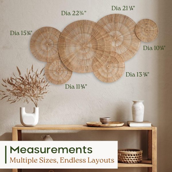 Wicker 23 Inch Jute Wall Decor Baskets, Set of 6 Extra Large Woven Jute Wall Plates, 23",21",15",13",12,10", Decorative Baskets for Wall Arts, Wall Hanging for Bedroom, Living Room, Office - Image 4